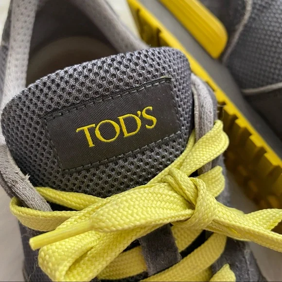 Tod's | Grey & Yellow Suede Allacciato Active Sportivo Sneakers - Picture 8 of 15